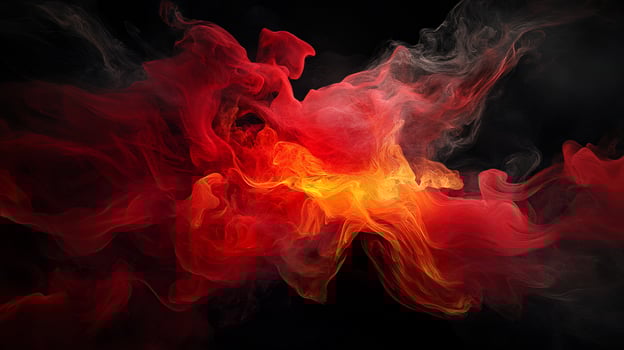 Abstract fiery smoke swirls on black background photo