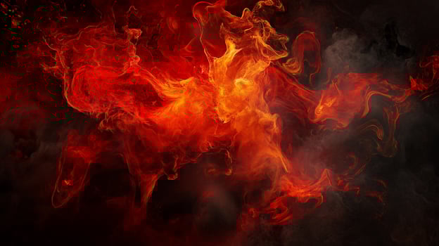 Fiery, turbulent flames and smoke photo