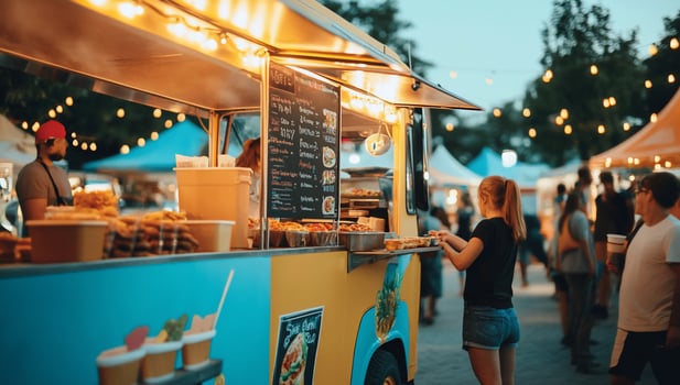 Food truck at outdoor market photo