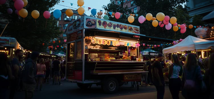 Nighttime Food Truck at Outdoor Market photo