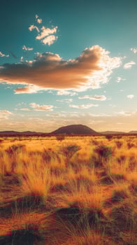 Golden Sunset Over the Dry Grassy Plains photo