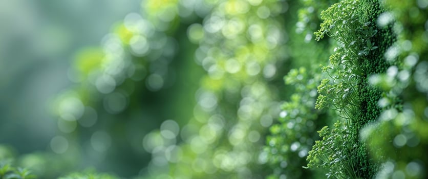 A blurry image of green plants and trees photo
