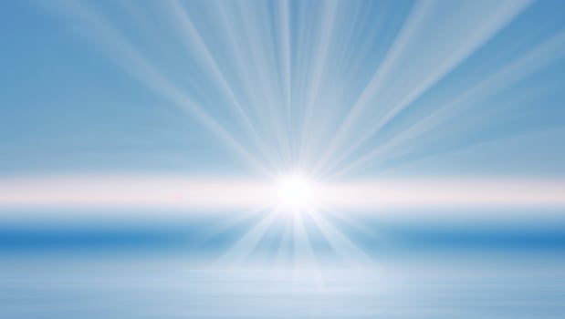abstract blue panoramic background with blurred sunlight effects photo