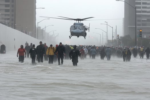 People walk through flood waters in the city of new orleans photo