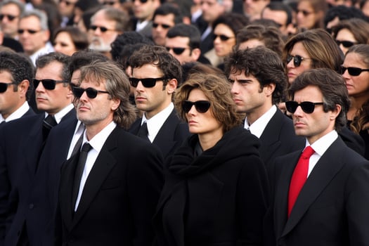 A group of people in suits and sunglasses photo