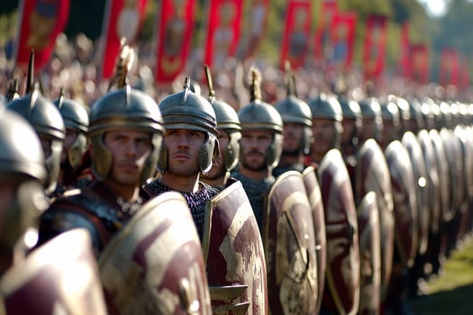A large group of men in roman armor photo