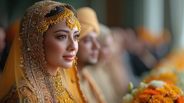 A bride in traditional indian attire photo