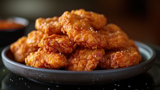 Spicy Chicken Wings with Golden Brown Coating Close Up photo