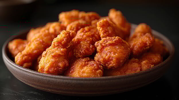Hot and Spicy Chicken Wings on Plate with Golden Coating photo