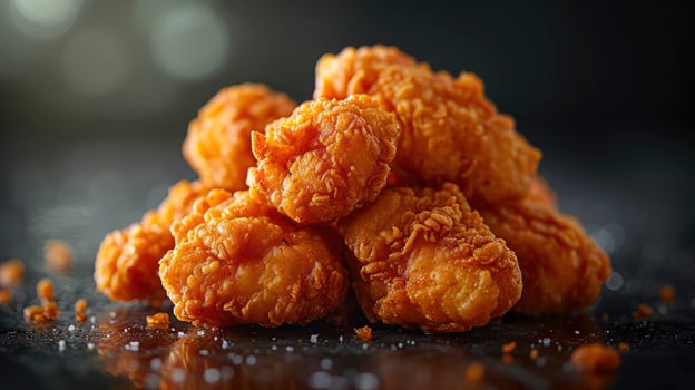 Fried Chicken Wings Stacked on Plate with Golden Coating photo