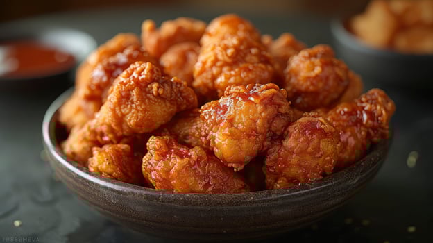 Crispy Fried Chicken Wings in Bowl with Golden Brown Coating photo