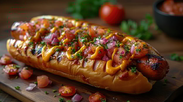 The Perfect Blend of Ketchup and Tomatoes on a Hot Dog photo