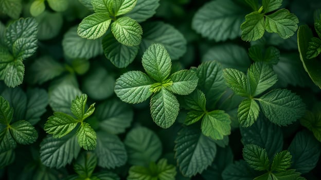 Green leaves of mint plant photo