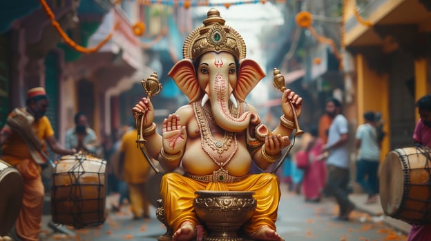 An elephant statue is sitting on the street photo