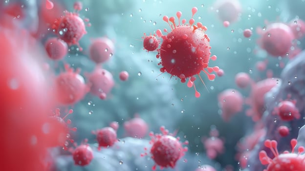 A group of red blood cells are shown in the air photo