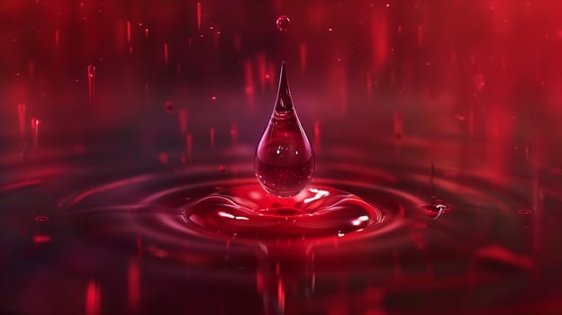 This drop of synthetic blood creates ripples, highlighting advances in nanomedicine. photo