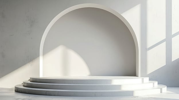 Empty stage with a large archway in front of it photo