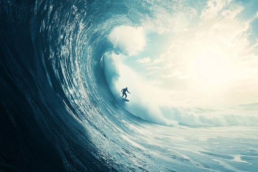 A surfer riding a large wave photo
