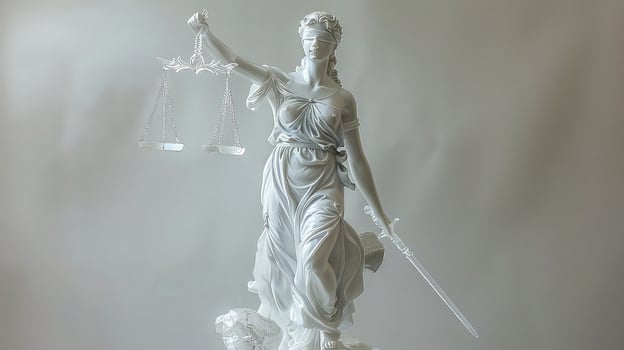 A statue of lady justice holding a sword photo