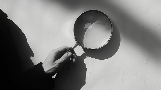 A person holding a magnifying glass photo