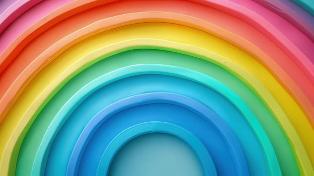 Artistic clay rainbow creation with cheerful and lively elements. photo
