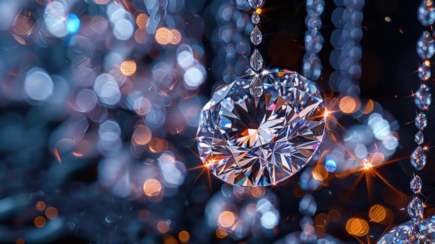 A mesmerizing view of clear crystals glowing gracefully on a dark background photo