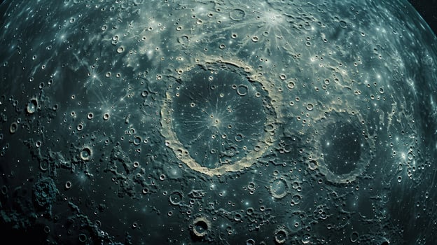 A striking top-down perspective exposing the Moon's rugged surface photo