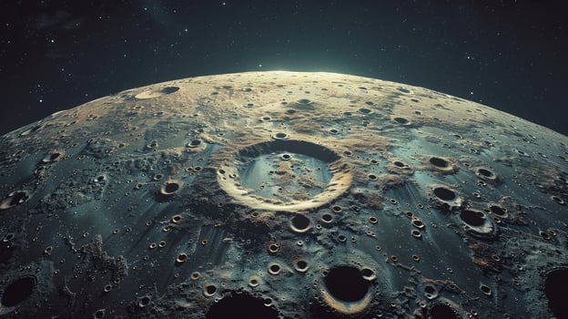 The Moon's unyielding terrain displayed from a celestial perspective photo