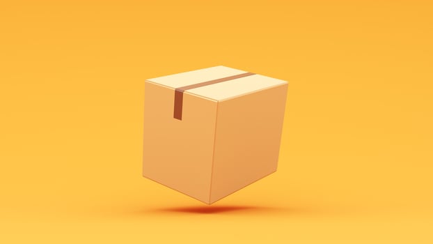 An orange box with a brown strap on it photo