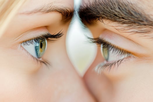 Couple touching foreheads showing love and affection photo
