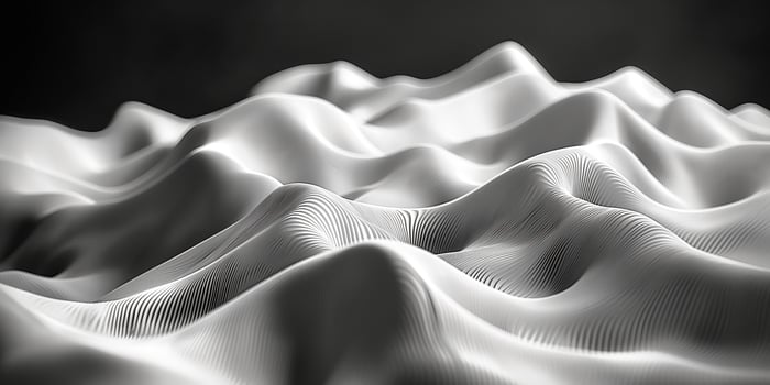 A serene undulating landscape of soft white curves, evoking tranquility and depth. photo