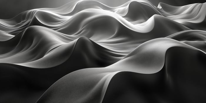 Abstract flowing fabric waves in shades of gray, creating a sense of movement and tranquility. photo