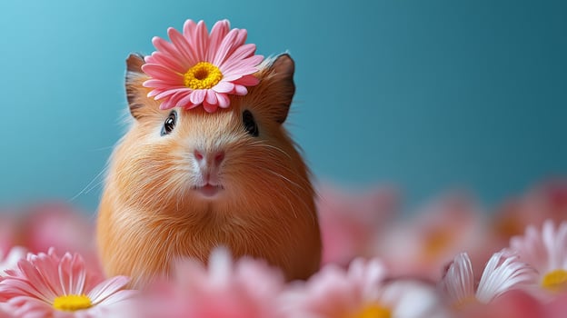 A guinea with a flower on its head photo