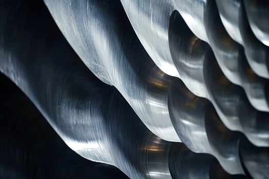 Close-up of shiny metal blades forming intricate pattern photo