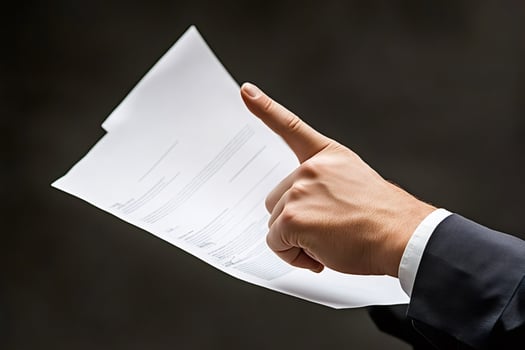 Businessman pointing at important clause in contract document photo