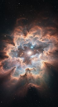 A beautiful nebula in space with colorful glowing gas and vibrant stars . photo