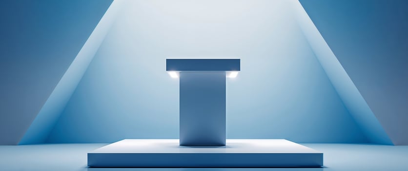 A podium with a light shining on it photo
