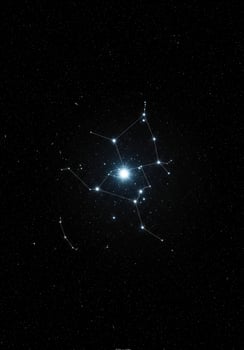 Bright celestial constellations illuminated in the vast expanse of a star-studded night. photo