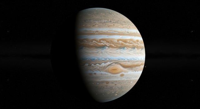 A striking image of Jupiter, showcasing its iconic features against the backdrop of space. photo