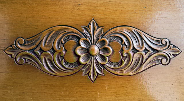 Artistic Woodwork Texture Detailed Flower Carvings Close Up photo