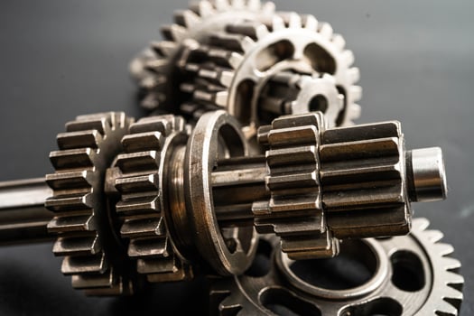 Metal gear wheel engine car and bike, mechanic industry. photo