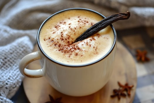 Vanilla latte with cinnamon and star anise photo