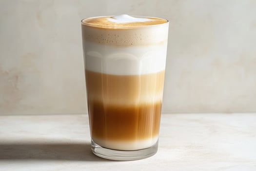 A tall glass of coffee with whipped cream photo