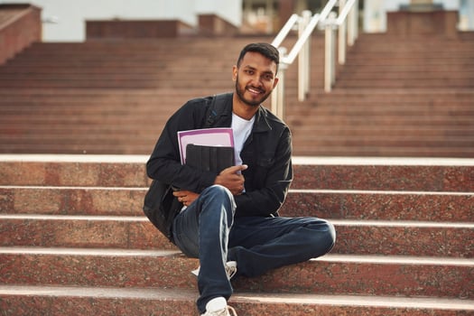 Handsome Indian ,student is outdoors photo