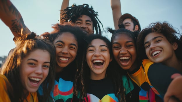 Young activists smiling and cheering for political event photo
