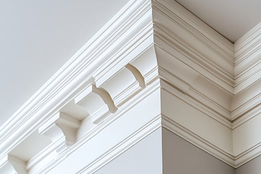 Elegant crown molding in a bright interior space photo
