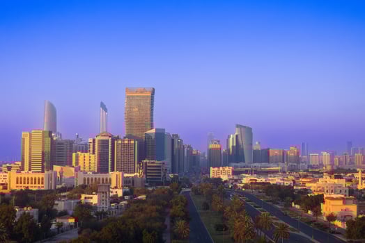 UAE United Arab Emirates, Abu Dhabi downtown panorama and financial center skyline photo