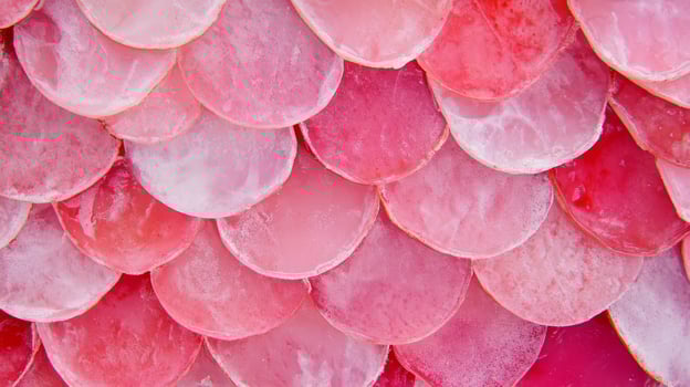 Pink fish scale tile texture with white grout for interior design and decoration photo