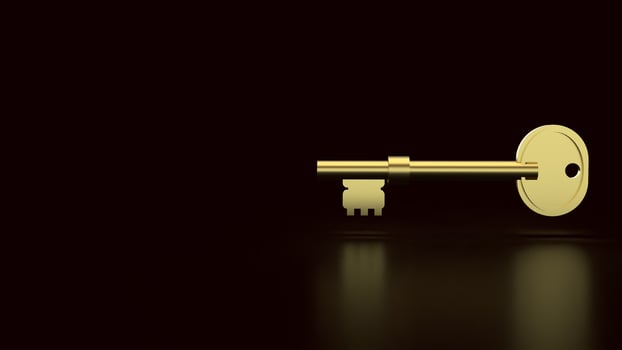 The Gold key for security or business concept 3d Rendering. photo