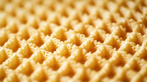 A Close Up Shot of a Crispy Golden Waffle photo